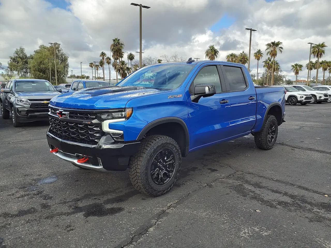 Blue 2023 Chevrolet Silverado 1500 ZR2 crew cab (facelift), front three-quarter view