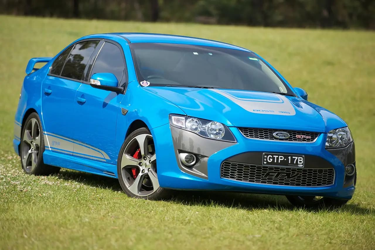 Nitro Blue 2008 FPV GT-P (FG) Boss 315 sedan, front three-quarter view