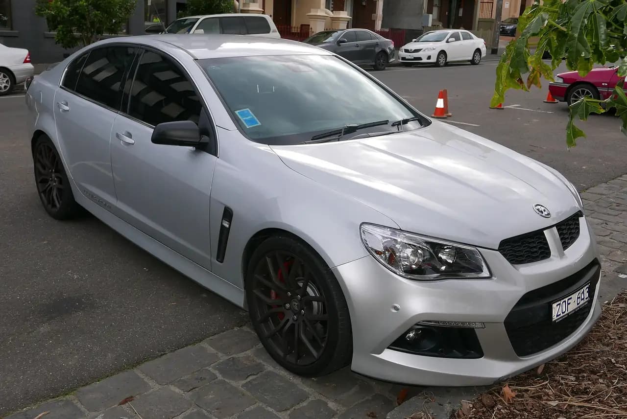 Silver 2013 HSV Clubsport R8 (Gen-F) sedan, front three-quarter view