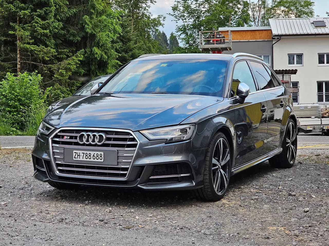 Monsoon Grey Audi S3 Sportback (8V facelift), front three-quarter view