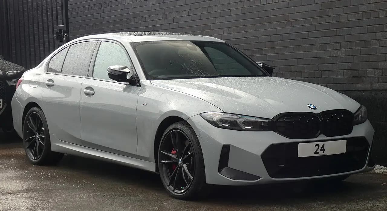 Brooklyn Grey 2024 BMW M340i xDrive (G20 LCI) sedan, front three-quarter view