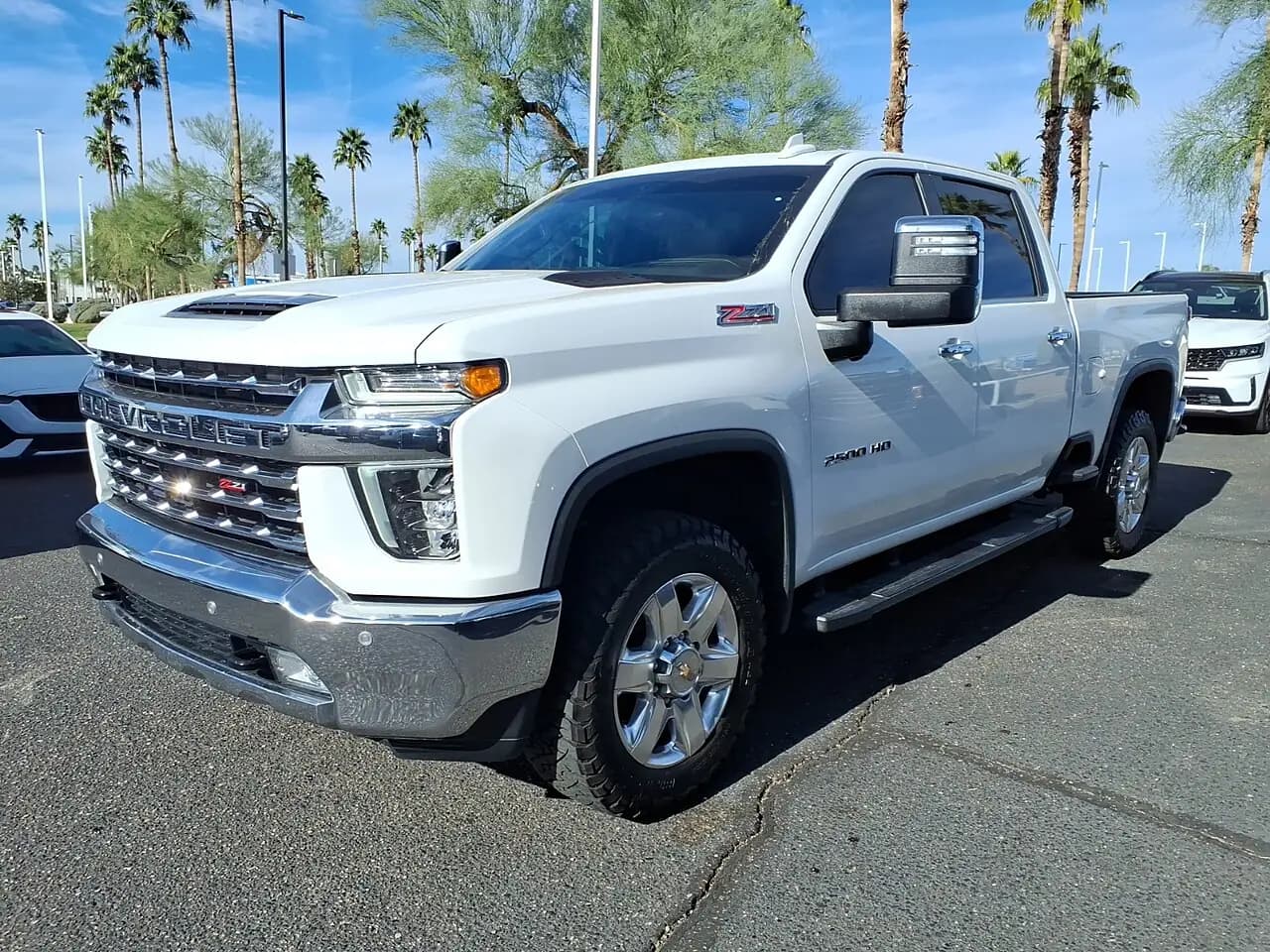 White 2021 Chevrolet Silverado 2500HD LTZ Z71 crew cab, front three-quarter view