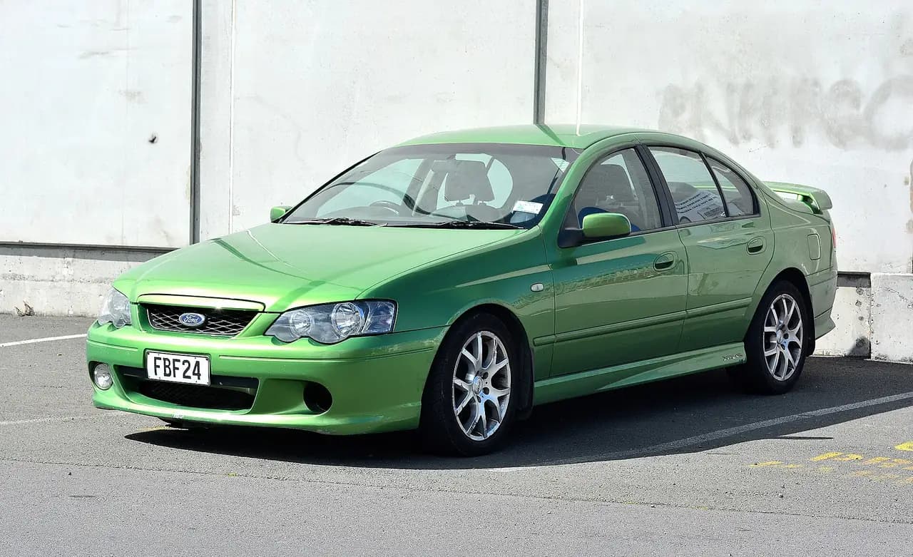 Green 2004 Ford Falcon XR6 Turbo (BA) sedan, front three-quarter view