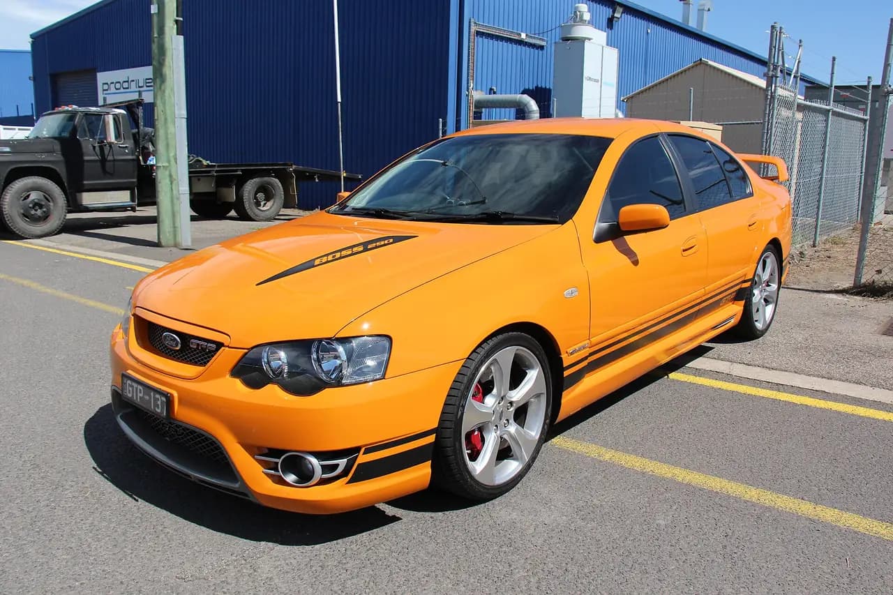 Octane Orange 2007 FPV GT-P (BF) sedan, front three-quarter view