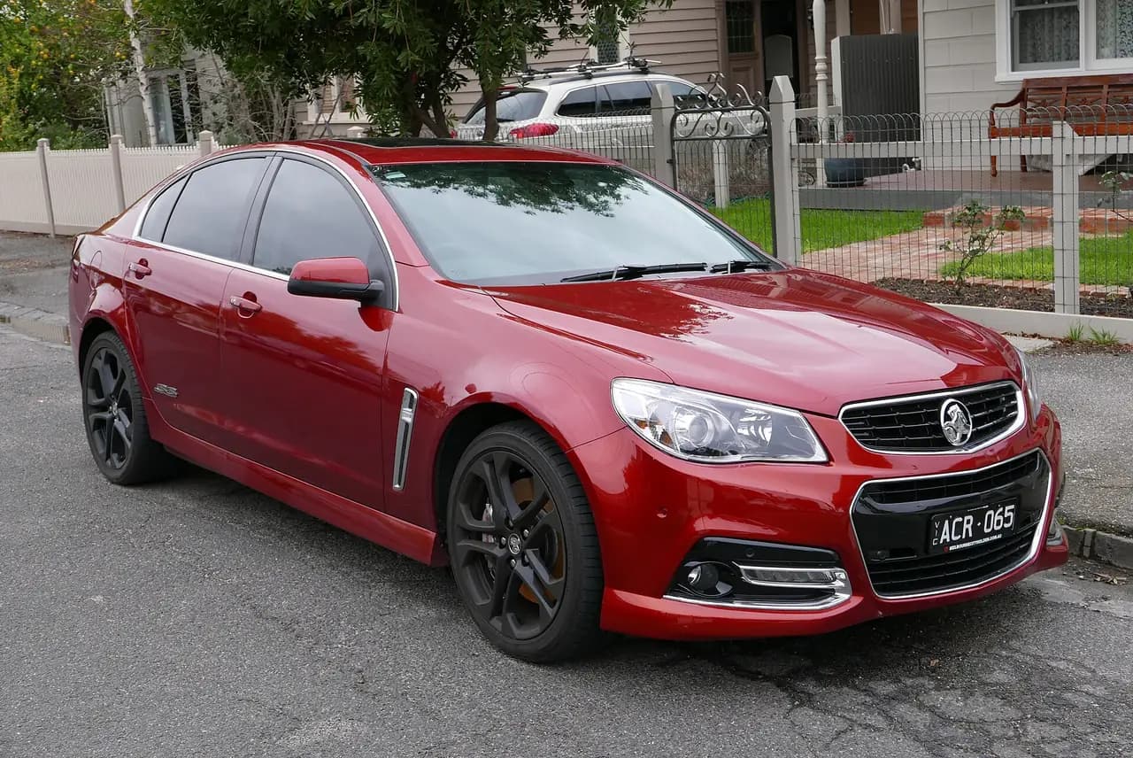 Red 2015 Holden Commodore SS-V Redline (VF) sedan, front three-quarter view