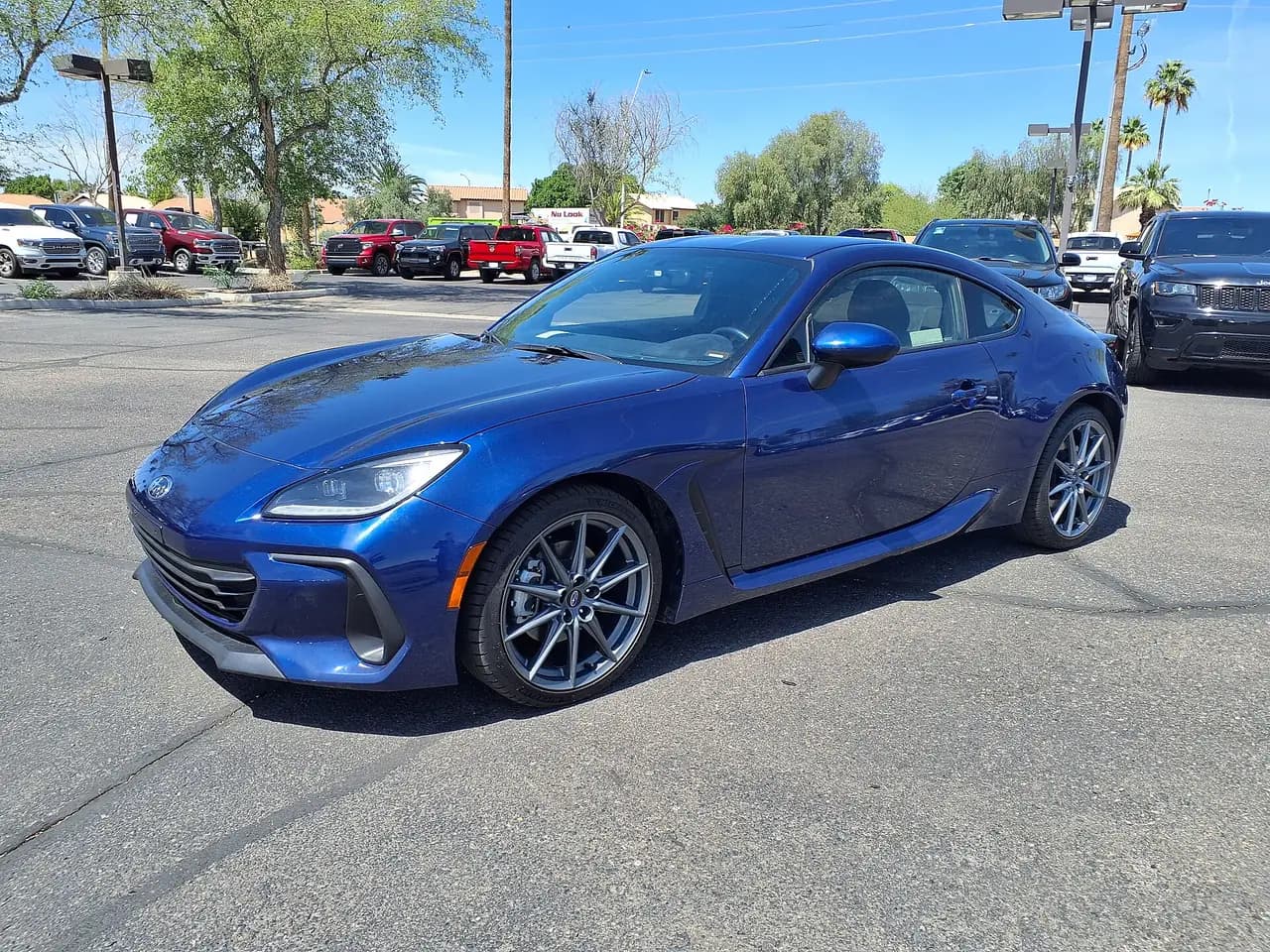 Blue 2023 Subaru BRZ Limited (ZD8) coupe in a car park, front three-quarter view